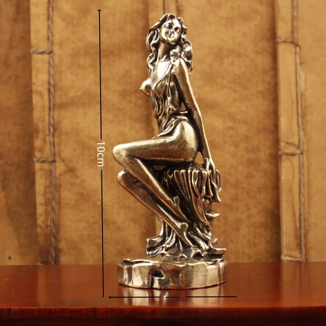 Sexy Pure Brass Little Girl Figurine Beautiful Girl Big Long Legs Hot Body Model Personality Miniature Home Decorations Gifts
