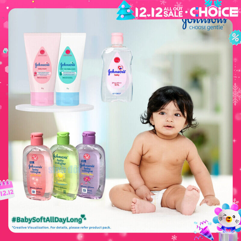 Combo du lịch đi chơi Johnson Baby cho bé chai 50ml dầu dưỡng massage nước hoa kem dưỡng ẩm