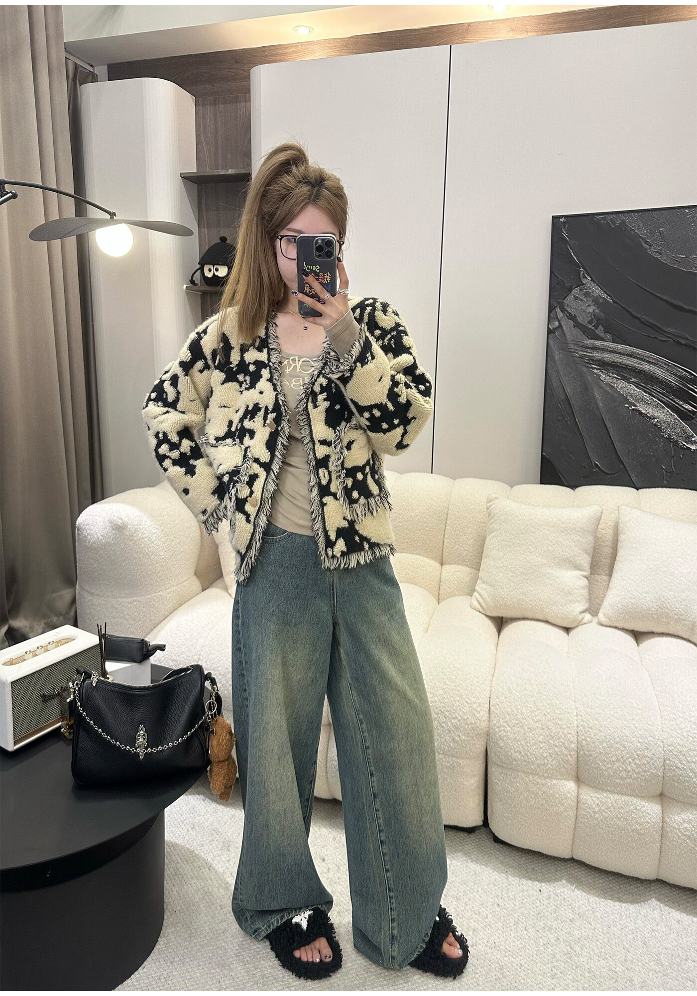 High Waist Wide Leg Jeans Women's Loose Fit Washed out Style Spring Autumn Denim Pants by LUU Peach Joy Slimming Effect · v2