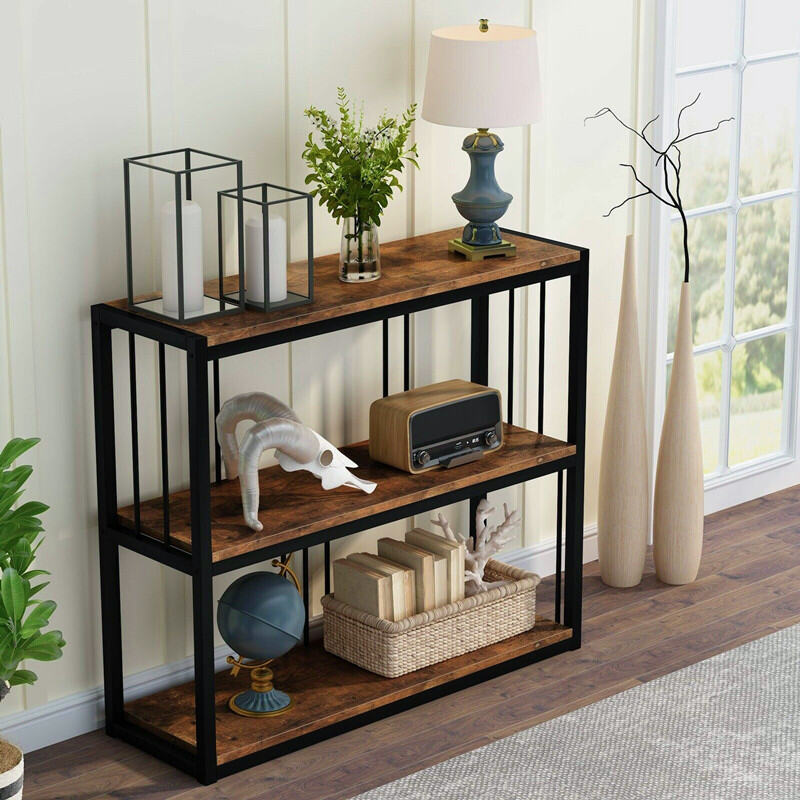 American Retro Wrought Iron Art Solid Wood Entrance Table Side Dining