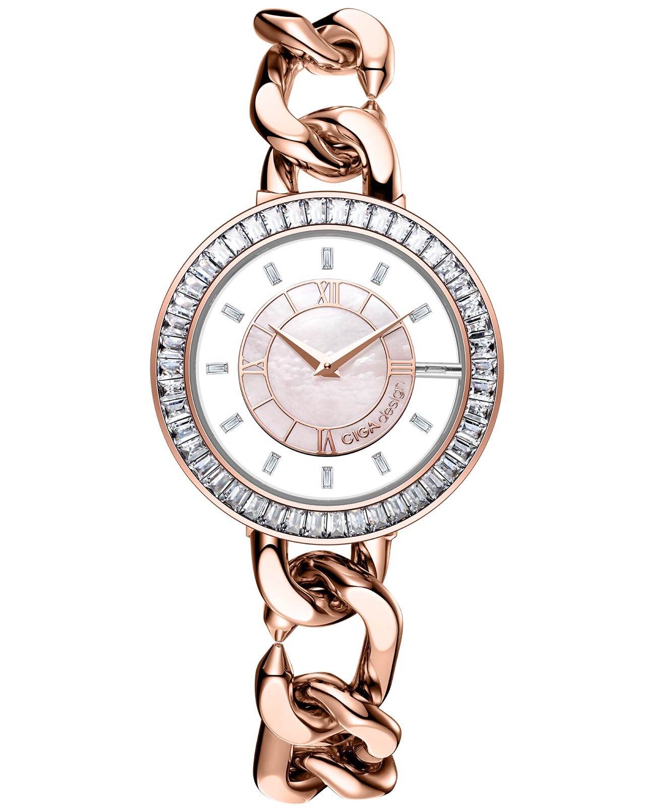 CIGA Design Watches for Women Sparkle Collection Quartz Watch, Gem-Set Bezel, Elegant Mother-of-Pearl Dial, Refined Steel C-Link Bracelet, Magnetic Round Clasp for Women Watch ราคา 10,240 บาท*ส่งฟรี