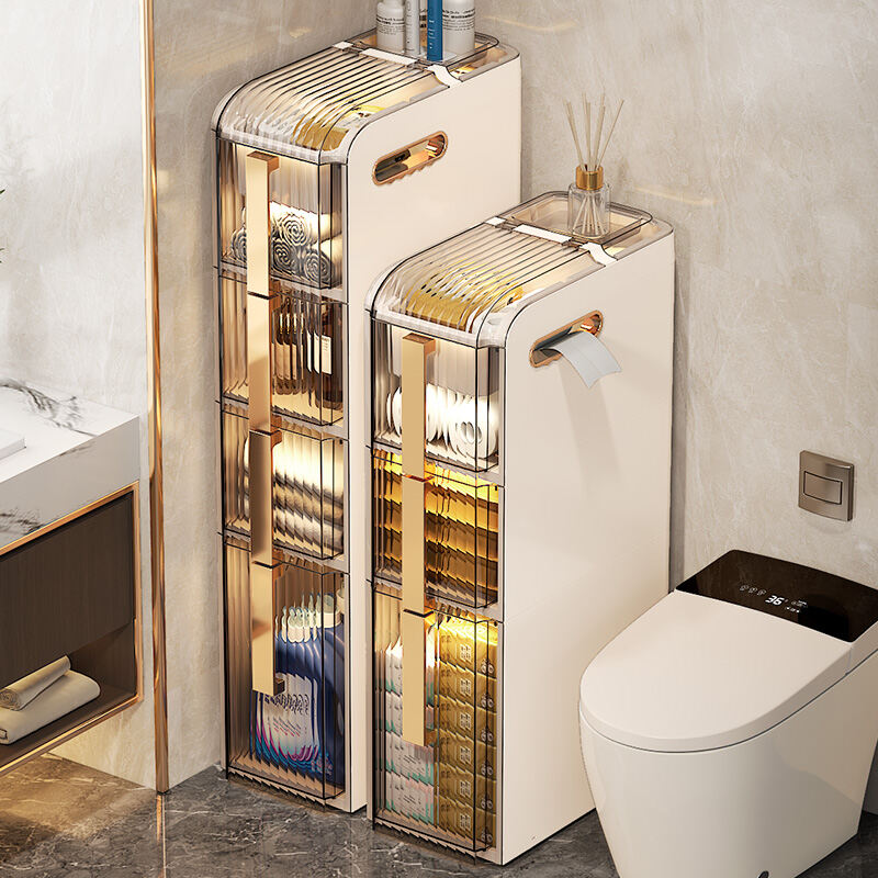 Bathroom Gap Cabinet, Storage Shelf, Storage Rack, Acrylic  Installation-Free Toilet Toilet Locker, Floor Storage Cabinet