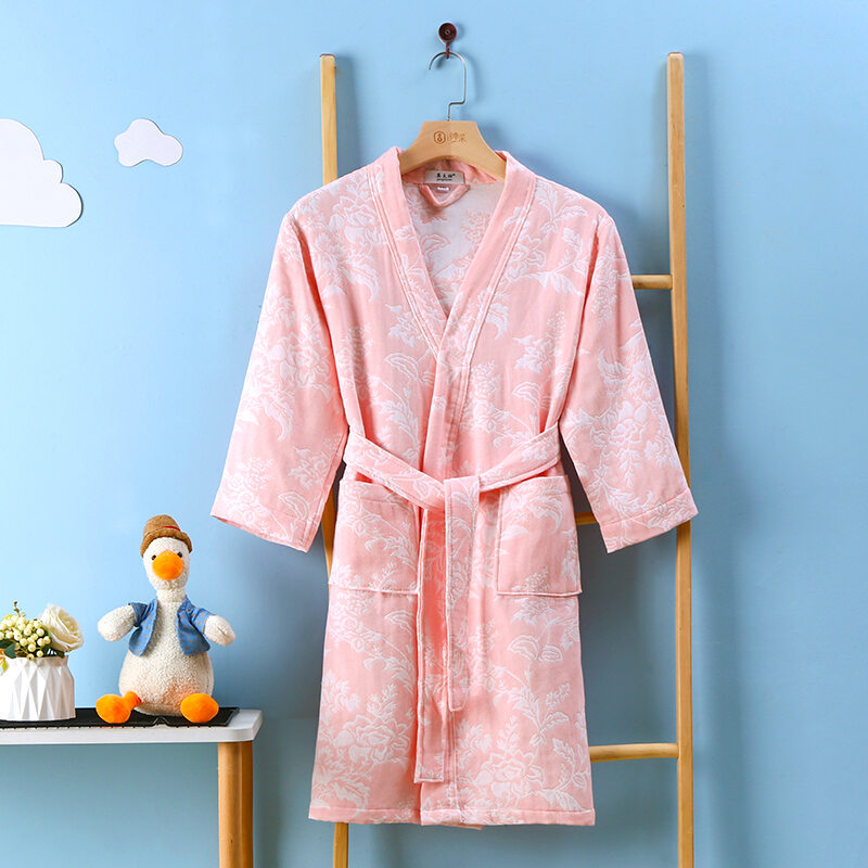 Class A Pure Cotton Gauze Children's Bathrobes Girls Swimming Absorbent