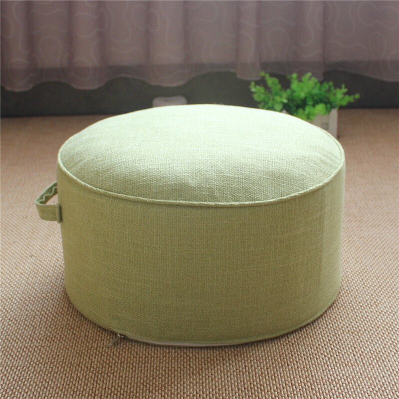 Thickened Height Increasing Futon Linen Cushion Floor Low Stool round European Fabric Tatami Stool Mat Removable and Washable