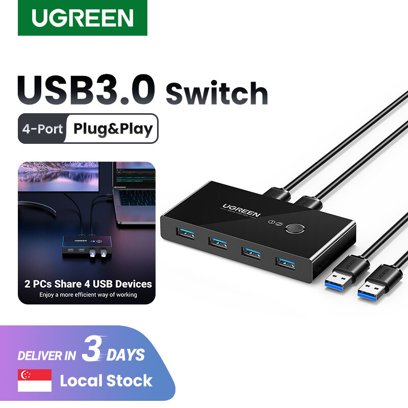 UGREEN USB 3.0 Switch 4 Port USB Switch Selector 5Gbps High-Speed  Peripheral Sharing Switcher for 2 Computer Share Mouse Keyboard Compatible  with