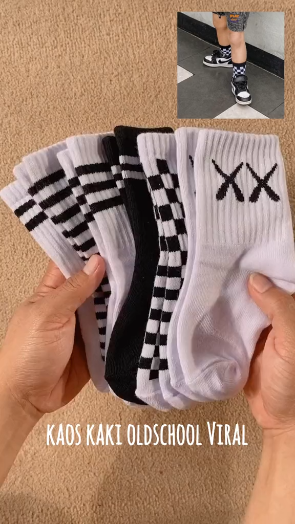 Kaos Kaki Oldschool Anak Motif Catur Untuk Usia 3-7th