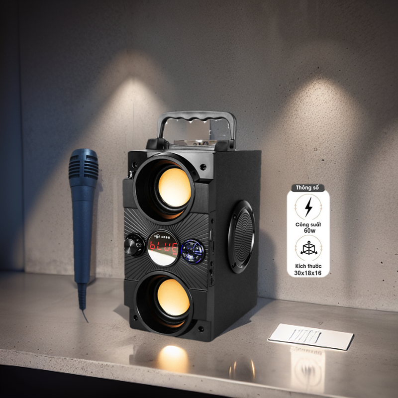  Loa bluetooth A26 công suất lớn 60W Corisu loa karaoke cao cấp bản nâng cấp 2 Bass Kết nối Bluetooth USB thẻ nhớ audio 