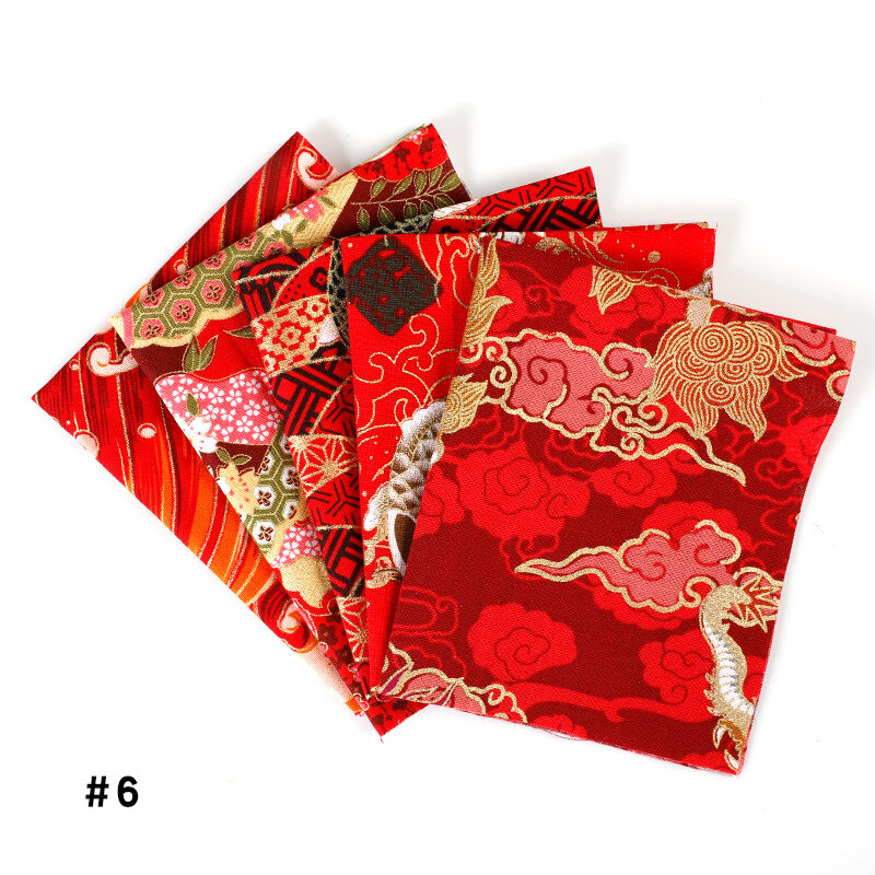 Cotton Fabric For DIY With Gold Printing Japanese Style