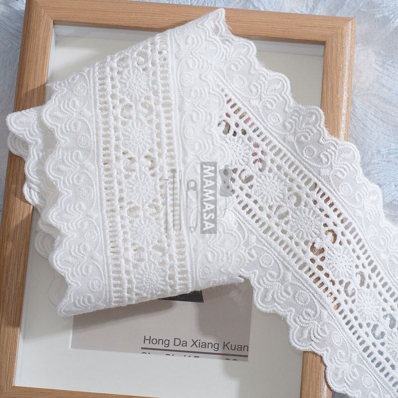 Thickened Double-Sided Wave Cotton Lace Edging Fabric Black White DIY Handmade Materials Pure Cotton Embroidery Braid Home Textile