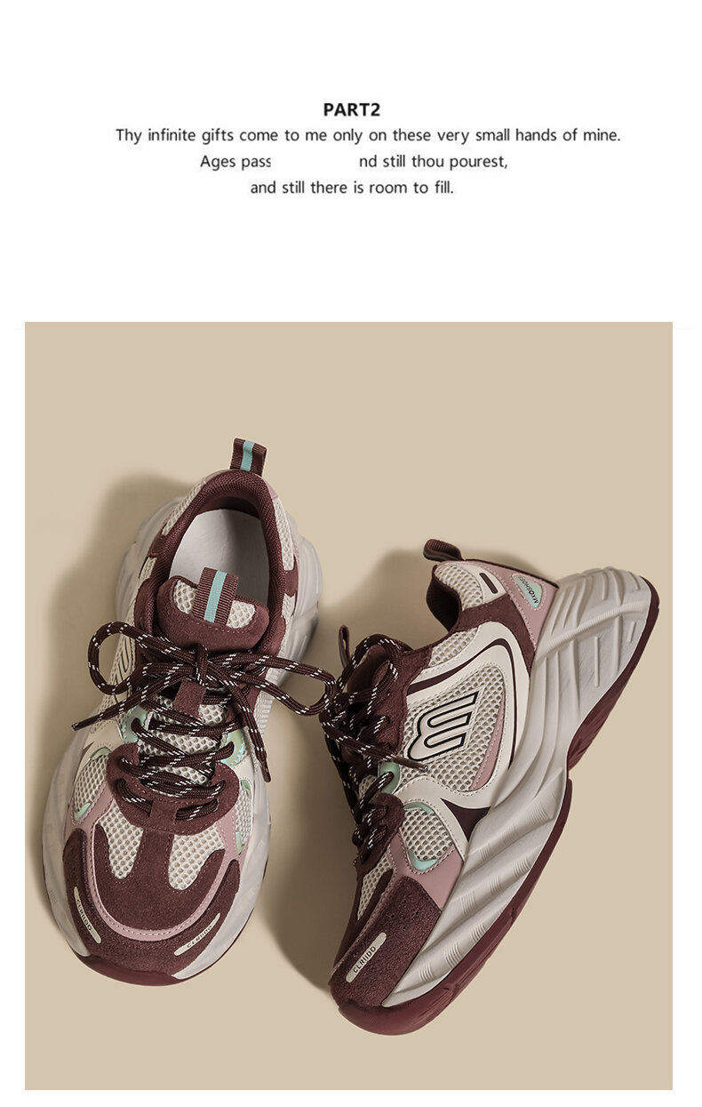 Scarpe da papà da donna con fondo spesso Abbigliamento sportivo casual Primavera 2025 Rosa Brutta e carina Tomaia in mesh con cuciture rialzate alla moda