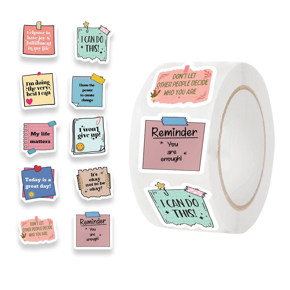 500PCS Motivational Reward Waterproof Text Stickers Inspirational Phrase Encouragement Quotes Cute Sticker Self Affirmation Toys