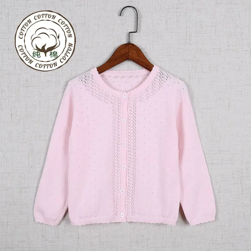 Girl's Knitted Cardigan Children's Clothing Baby Girls' Cotton Sweater Coat Spring and Autumn Medium and Big Children Fashionable Korean Style