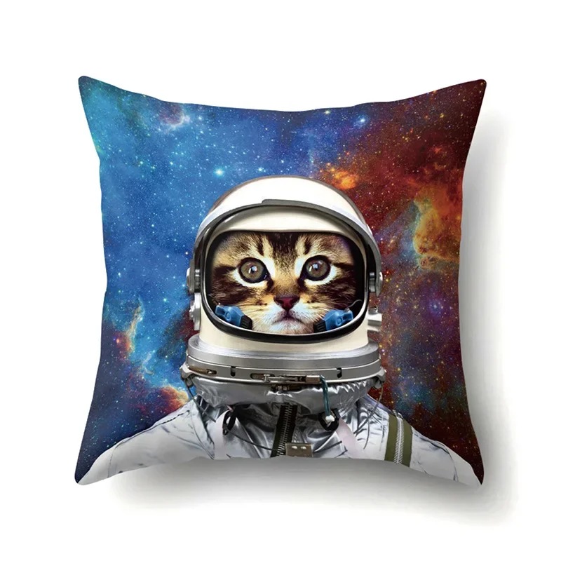 Polyester Throw Pillow Cover Home Decoration Throw Pillow Car Throw Pillow Lovely Animal Cat Print Cushion Cover