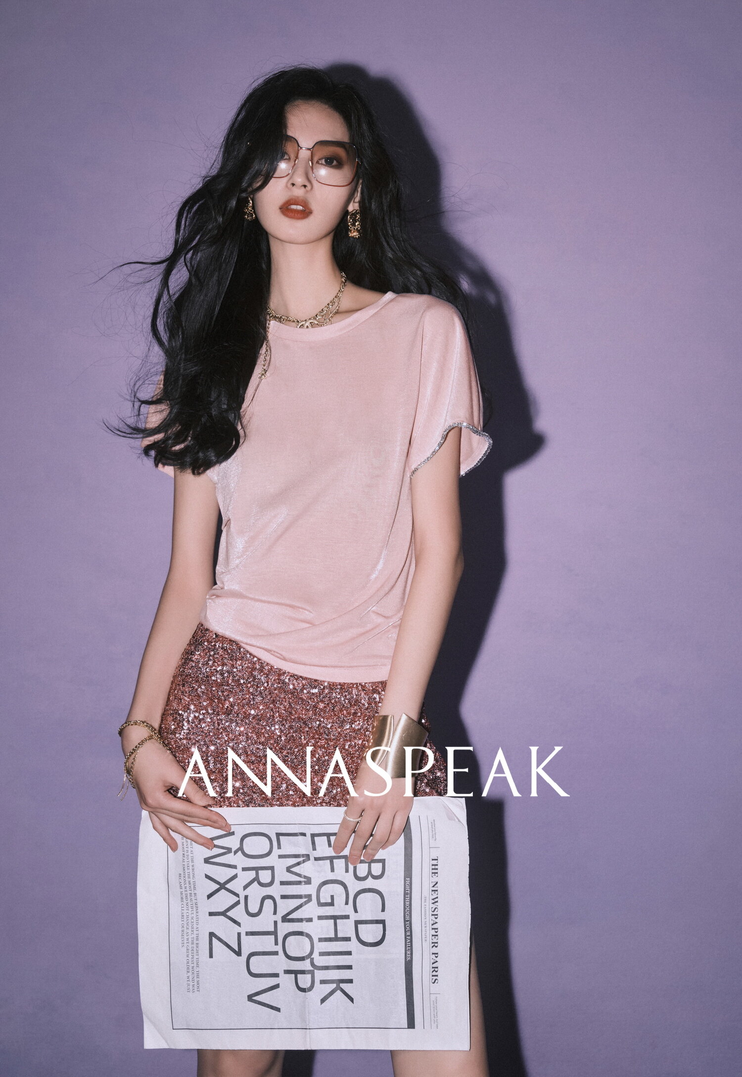 Annaspeak Galaxy 반팔 티셔츠 여성용 세련된 다이아몬드 장식 상의 캐주얼 루즈핏 퓨어 컬러 봄 여름 신상품