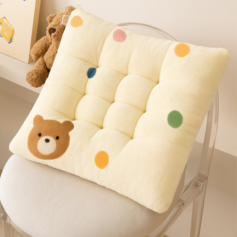 Thickened Plush Office Chair Cushion Anti-Slip Soft Butt Pad Home Decor Square Shape Modern Simple Style for Home And Office