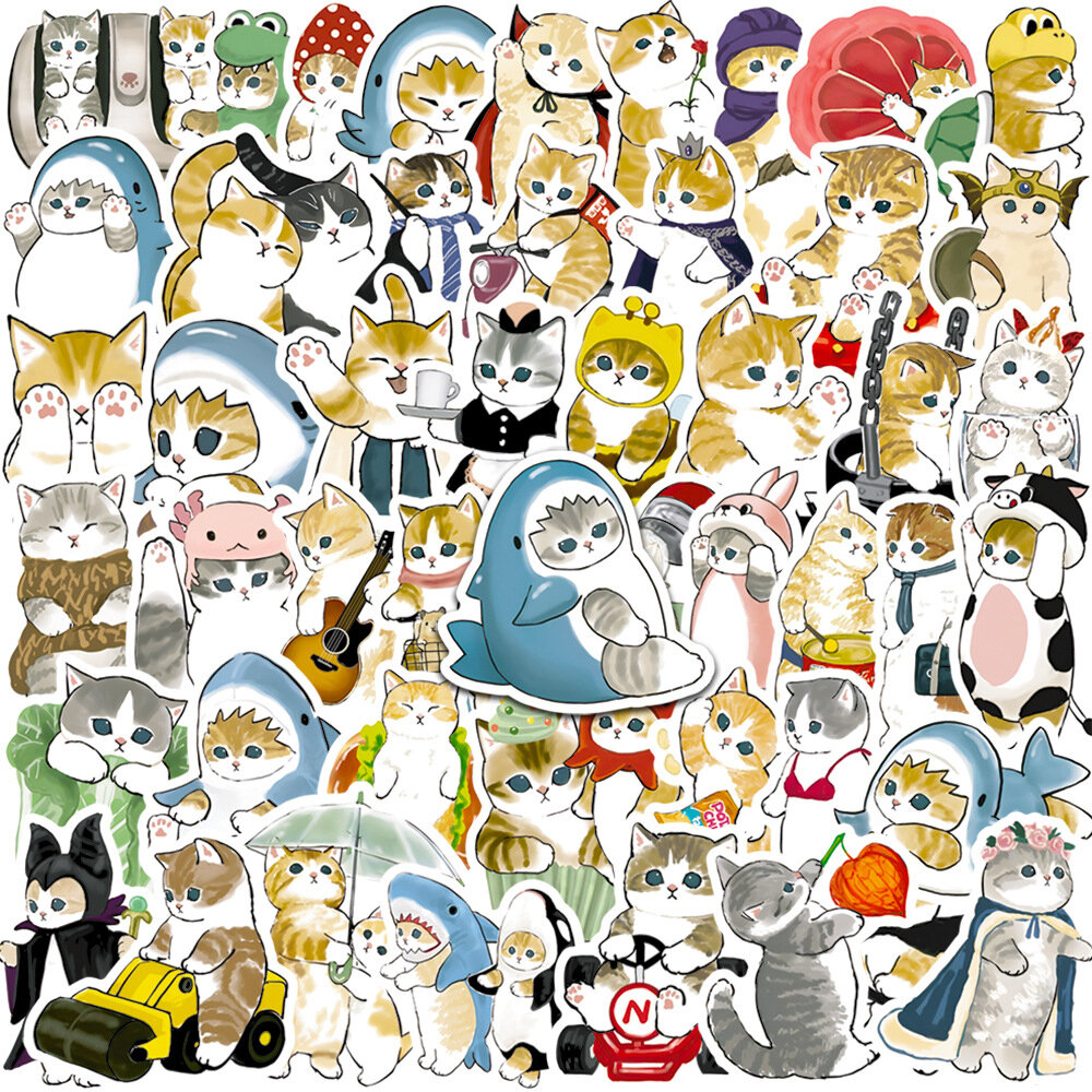 10/30/50pcs Cute Cartoon Cat Graffiti Stickers Funny Animals Kids Sticker Toy Gift DIY Phone Notebook Stationery Graffiti Decals