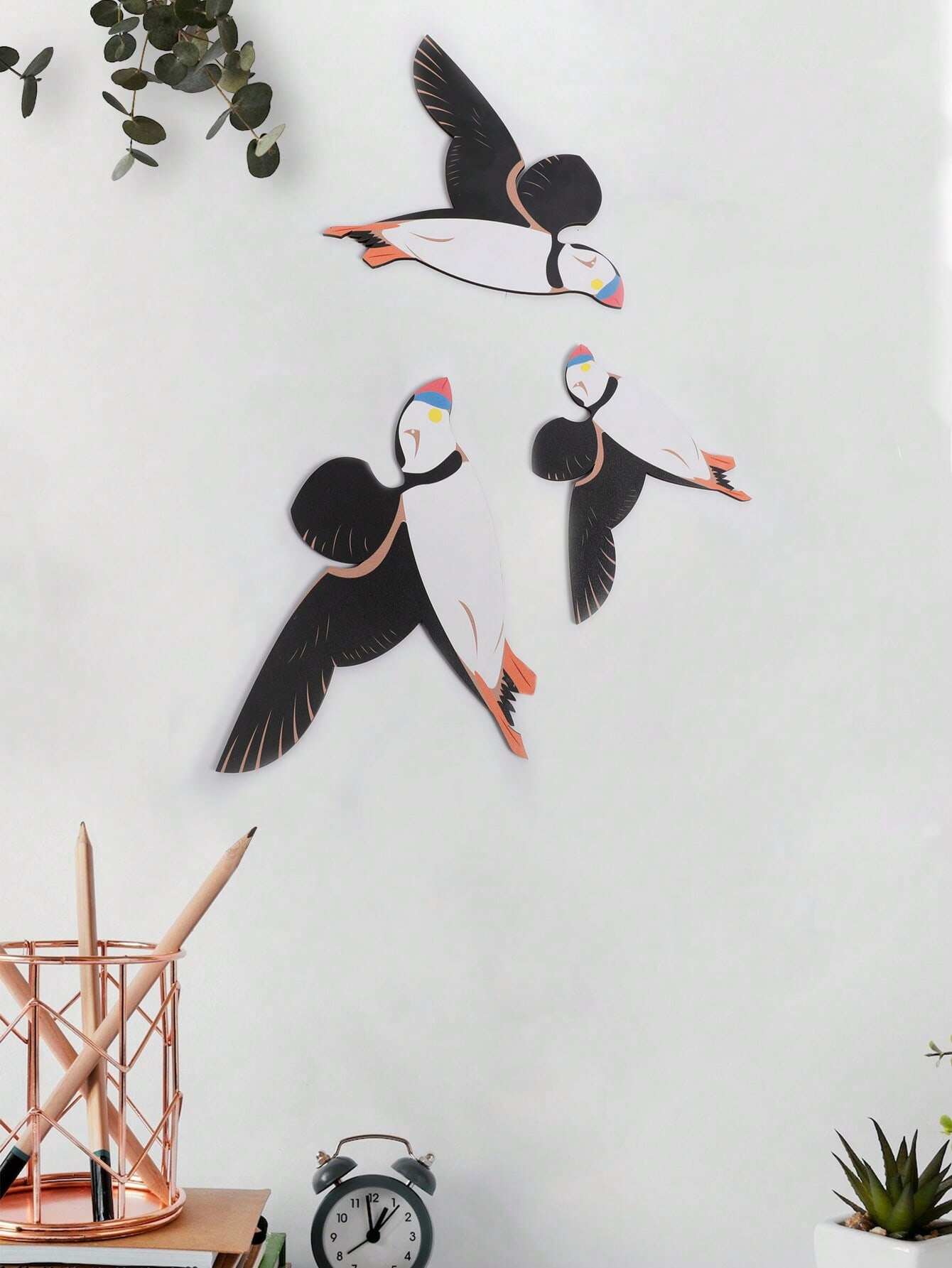 3pcs Wooden Black Bird Wall Decor Art Vintage Gothic Home Decor for Living Room Bathroom Kitchen Decorations Indoor Outdoor Gift