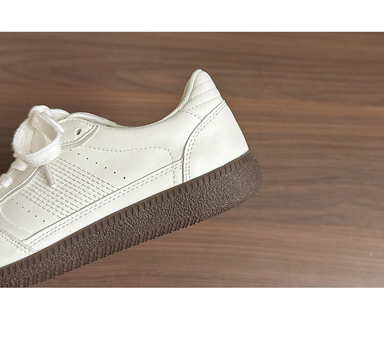 Classic Genuine Leather Flat Bottom Sports Shoes Women's Casual Fashion Sneakers Easy to Wear Cross Buckle round Toe Rubber Sole · v8