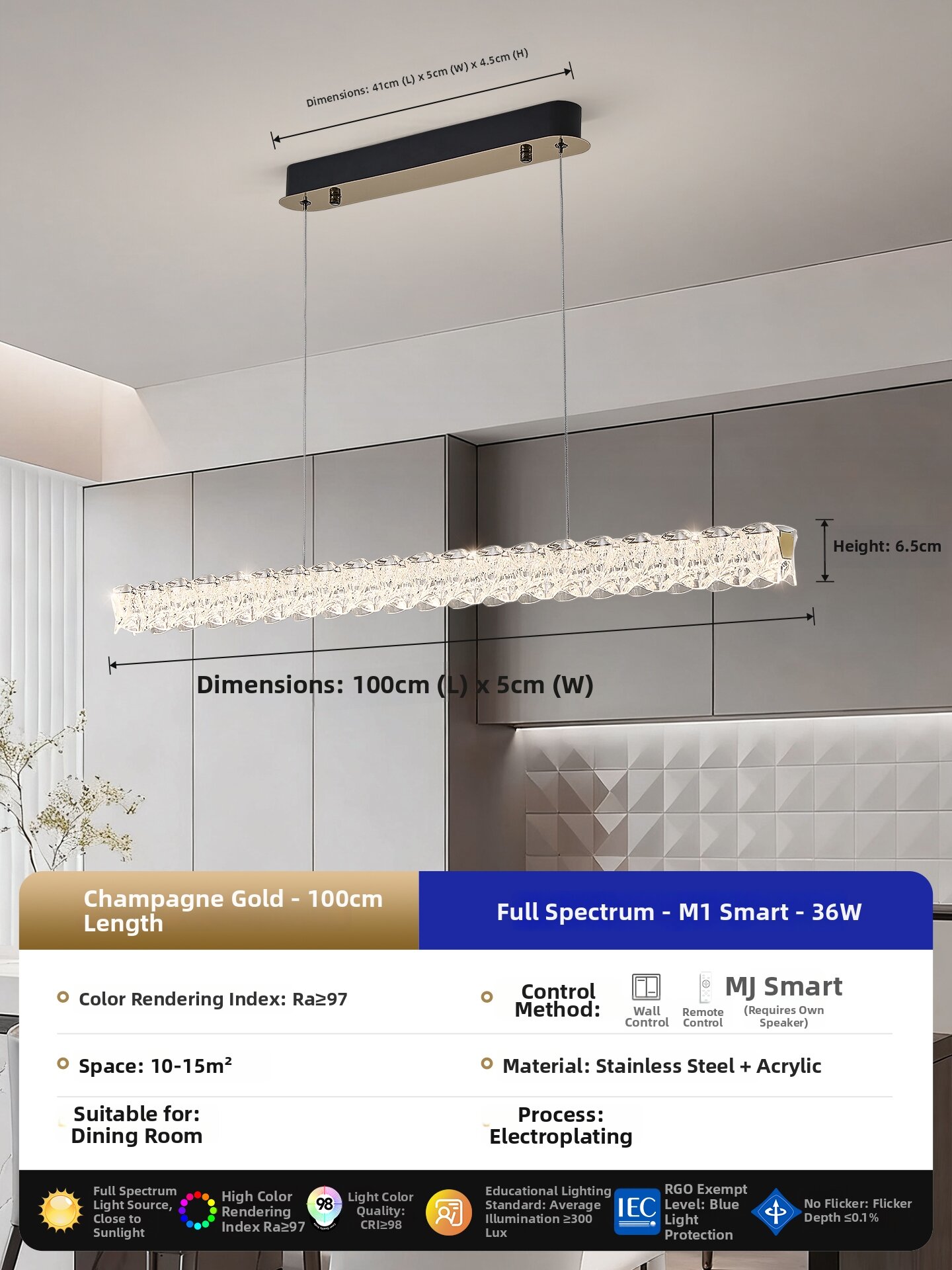 PARSA | Sleek Luxury Linear Creative Dining Room Chandelier