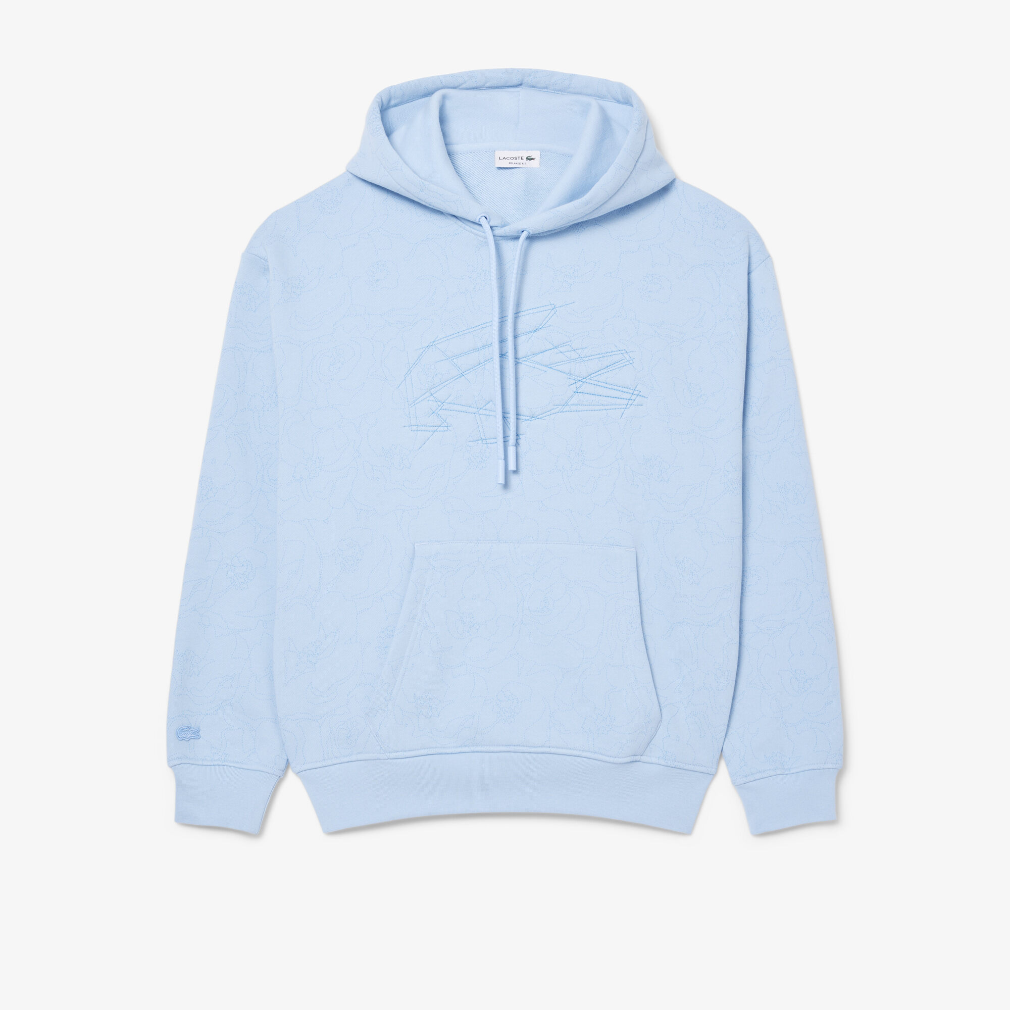 Lacoste Men's Floral Print Hoodie - Lifestyle ( Silver Chine / Overview ) - SH3599. 