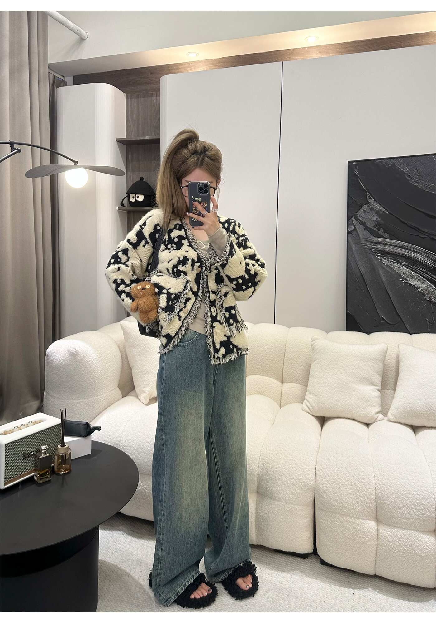 High Waist Wide Leg Jeans Women's Loose Fit Washed out Style Spring Autumn Denim Pants by LUU Peach Joy Slimming Effect · v2