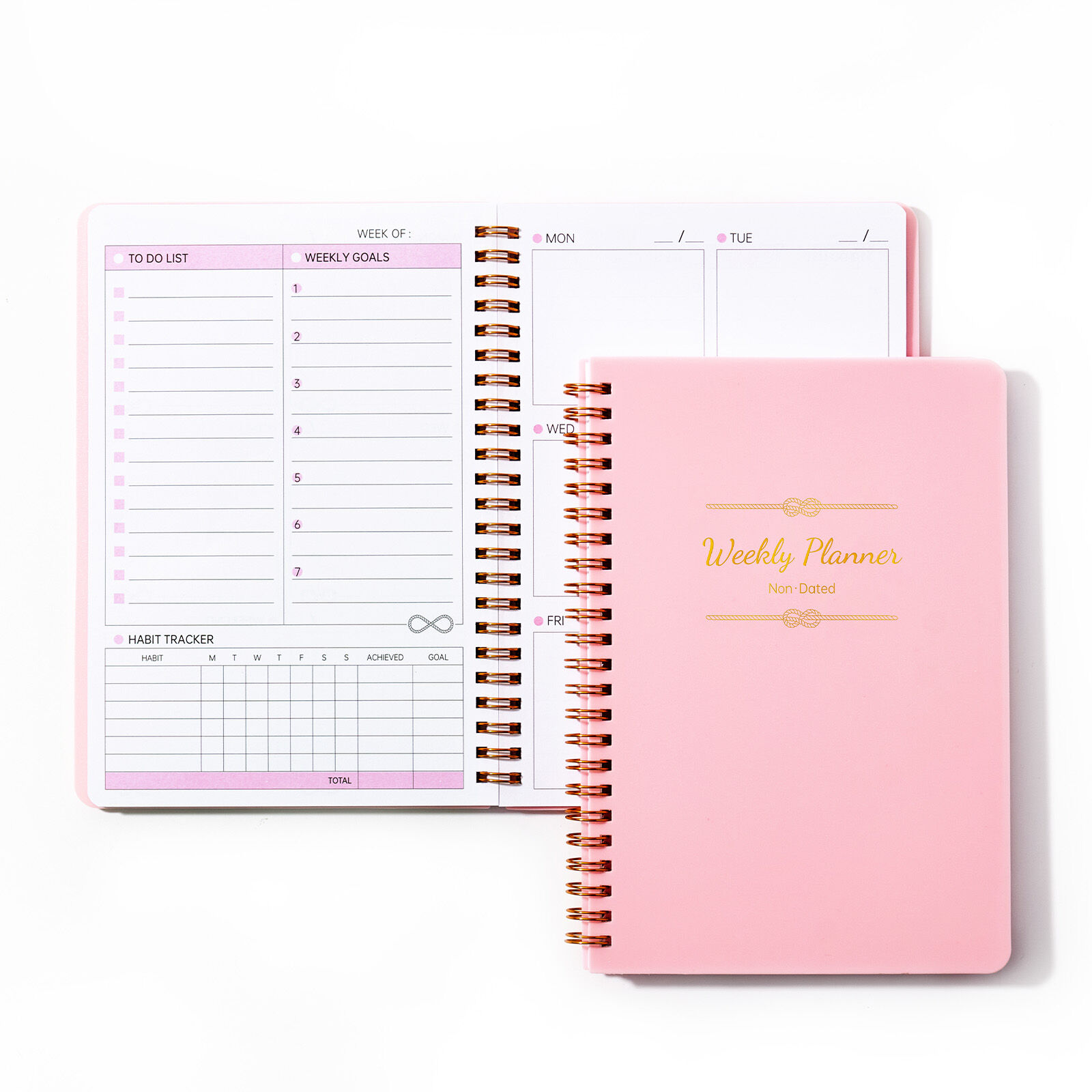 52 Weeks Weekly Planner A5 Notebook Undated Spiral Agenda Daily Student Schedules Journal Stationery Office School Supplies