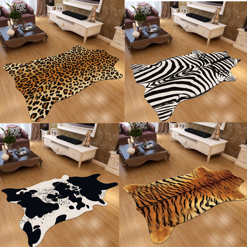 Larger Sika Deer Print Faux Cowhide Skin Area Rug Animals Mat Carpet  59x70.8