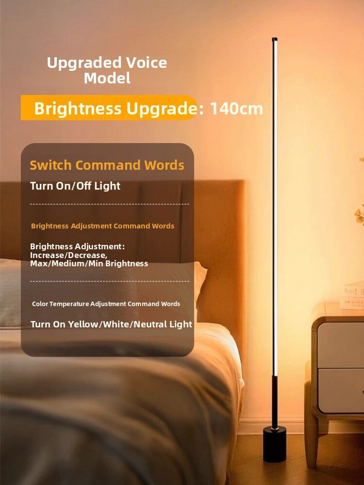 Modern Minimalist LED Floor Lamp Reading Light Bedroom Sofa Decorative Standing Lamp Iron Body Voice Control Smart Operation