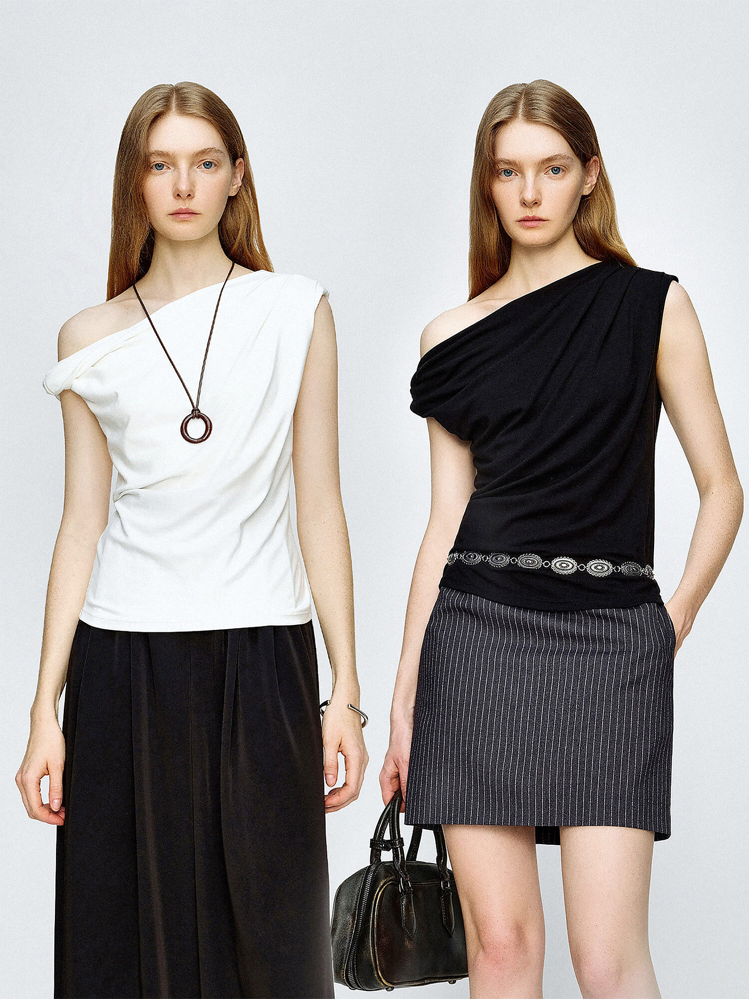 Marllen Yachting Shadow Luxury T-Shirt for Women Summer Wardrobe Essential Ruched Sleeveless Neckline Versatile Viscose Fiber