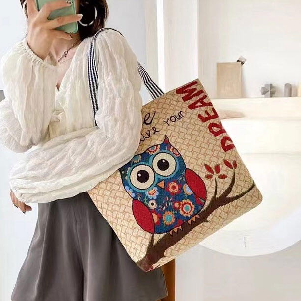 Thai Style Canvas Tote Bag for Women, Brand X