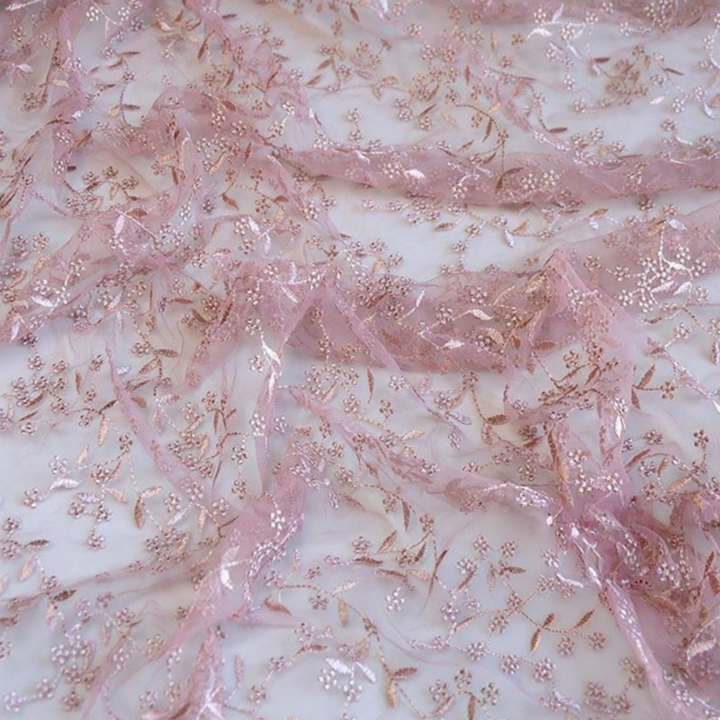 Multi-Color Floral Embroidery Lace Fabric