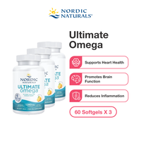 Nordic Naturals Ultimate Omega 1280mg Omega 3 (EPA and DHA) 60 Softgels - For Optimal Wellness Brain and Heart Health