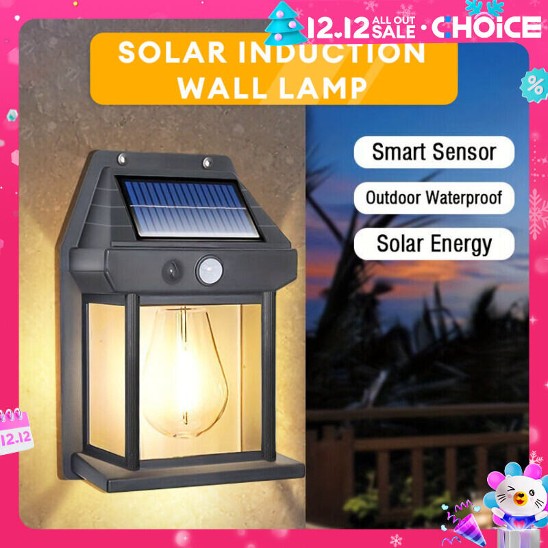 Solar Tungsten Wall Light with 3 Modes,Dusk to Dawn Motion Sensor Lights,Exterior Solar Porch Lights,LED Solar Security Lights Wireless IP65 Waterproof for Outside Decorative