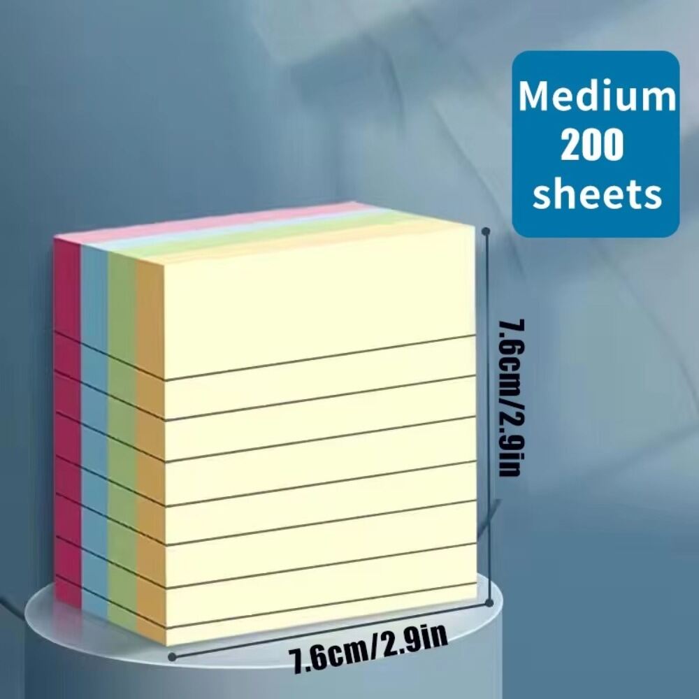 200 Sheets Self-adhesive Line Sticky Notes N Times Diary Memo Pad Paper To Do List Schedule Student Writing Marker Notebook