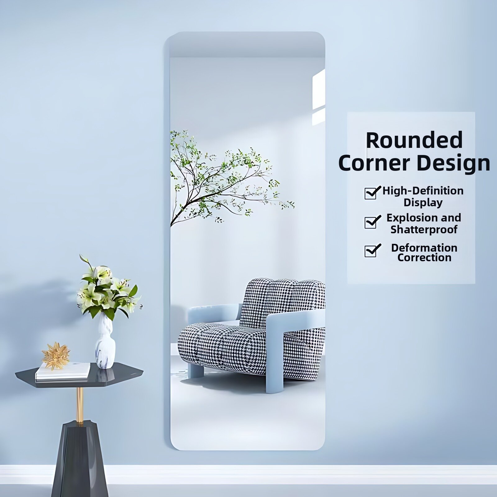 Self-Adhesive Full Length Acrylic Soft Mirror