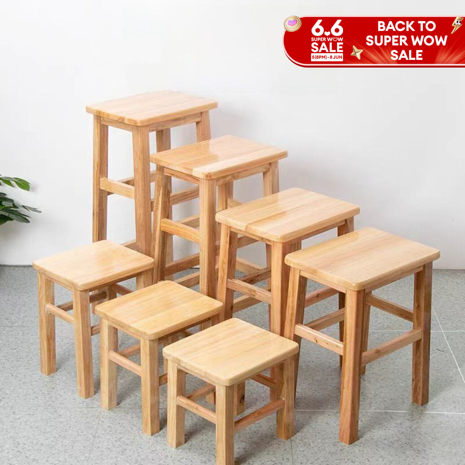 Simple Modern Solid Rubber Wood Square Stool Home Use School Desk Four Square Wood Chair Adult Casual Furniture Bench