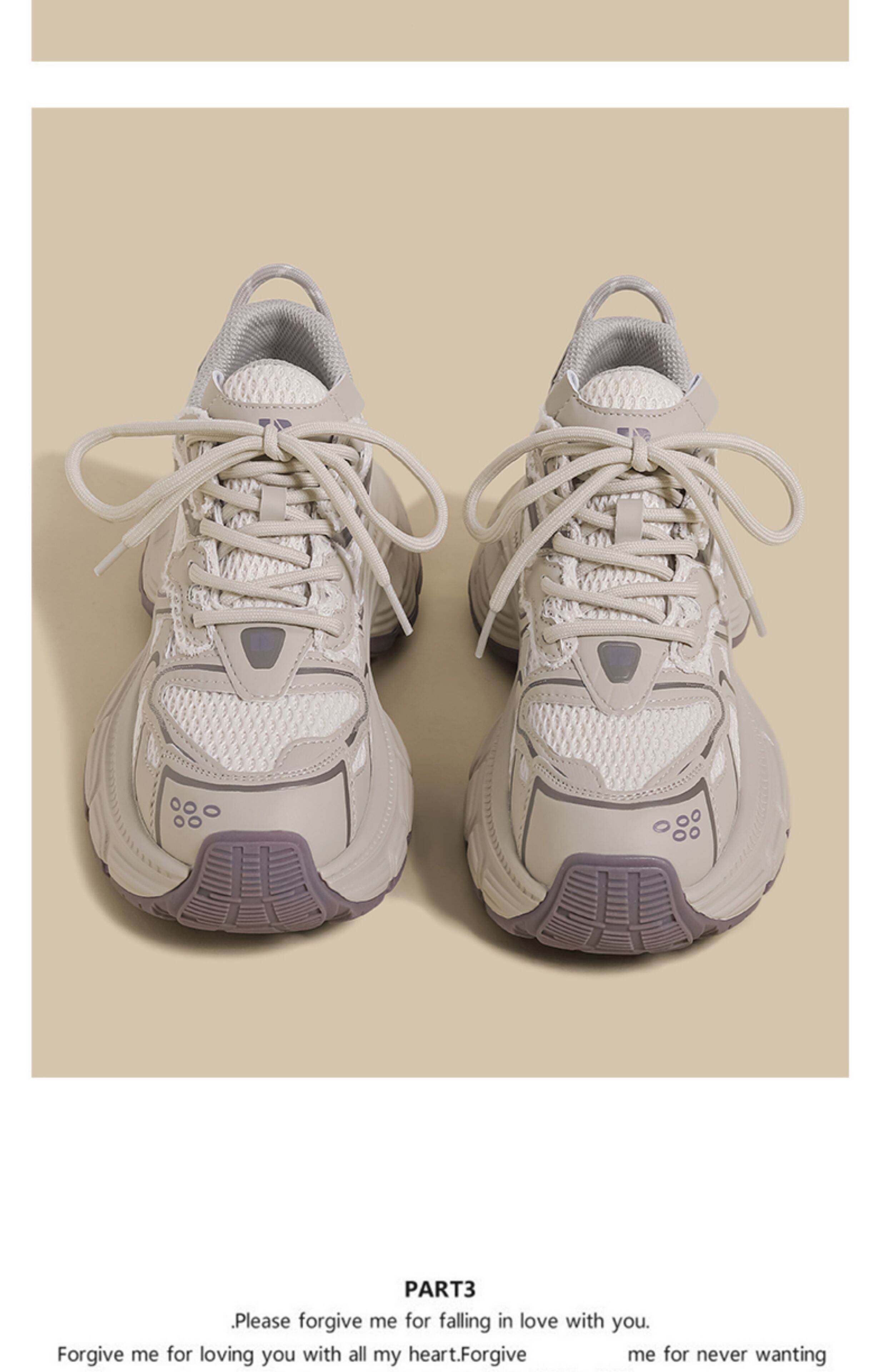 Spring 2025 Women's Dad Shoes Purple Breathable Mesh Versatile Flatform Thick Bottom Casual Sports Shoes Comfortable All-Match · v7