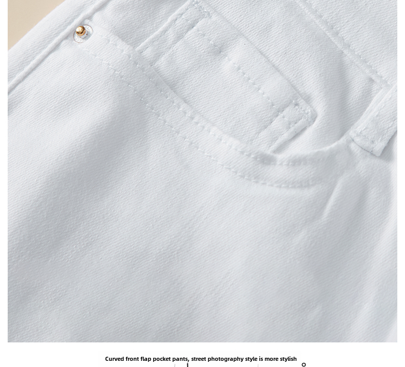 High Waist Slim Fit Women's Jeans White Small Foot Skinny Elastic Long Pants Cotton Polyester Blend Four Seasons Universal · v2