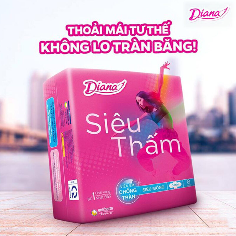 BVS Diana siêu thấm siêu mỏng cánh 20 miếng