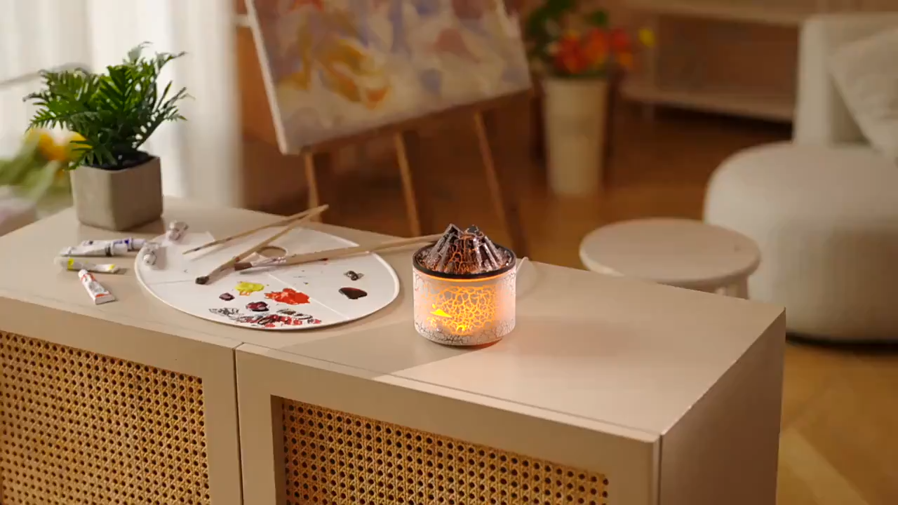Flame Volcano Humidifiers Diffusers With 7 Colored Lights Aromatherapy Diffusers Essential Home Room Decoration Fragrance