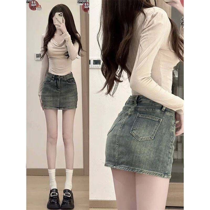 กระโปรงเดนิมเอวสูงทรงเอไม่รัดก้นแน่นวัสดุยืดหยุ่นสไตล์สาวเซ็กซี่เผ็ดกระชับสัดส่วน ราคา 81 บาท*ส่งฟรี