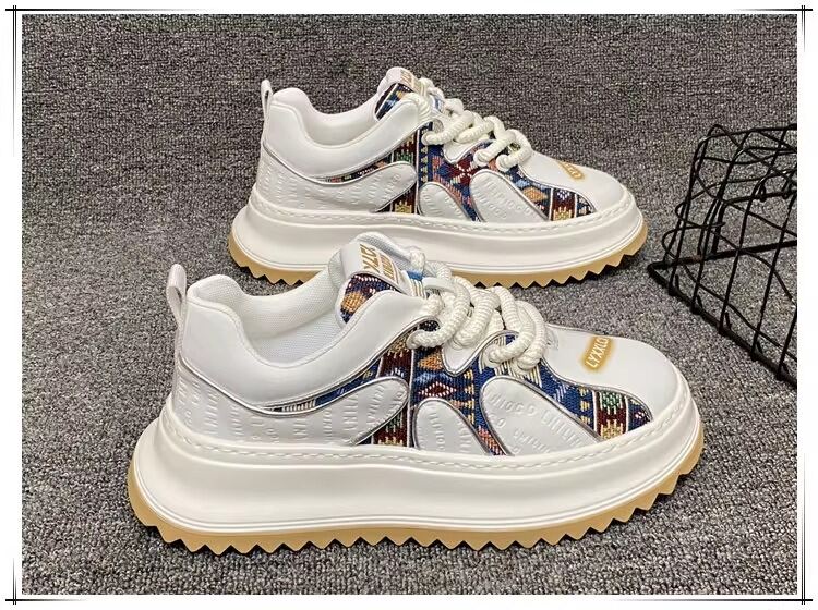 Men's Thick Sole Breathable Casual Shoes Color Block Design Summer Leisure Dad Shoes Increased Height Trendy Fashion Sneakers · v8