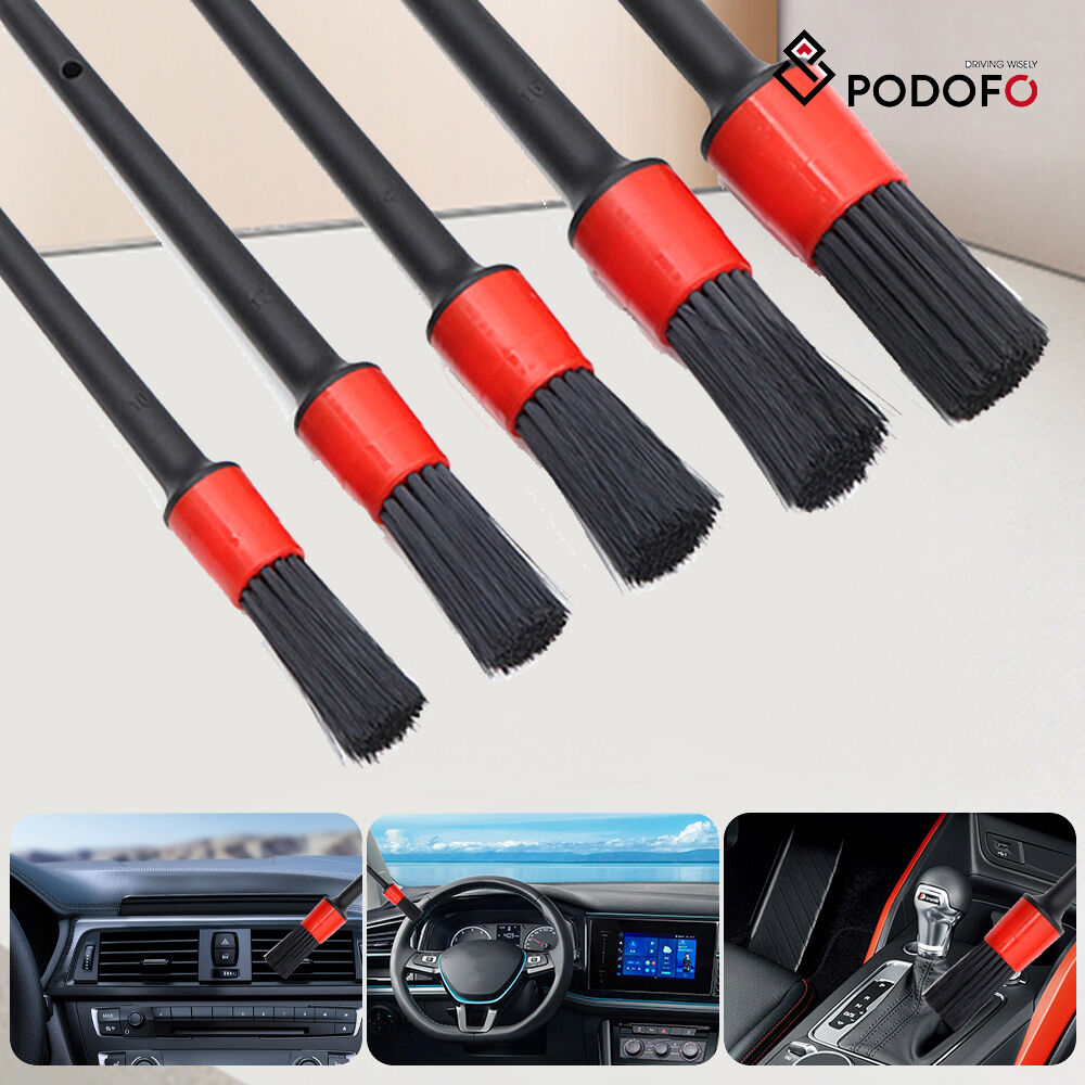 5pc Car Detailing Brush Kit Plastic Vehicle Auto Interior for Wheel Clean Set Harga 9,673 rupiah*Gratis Ongkir