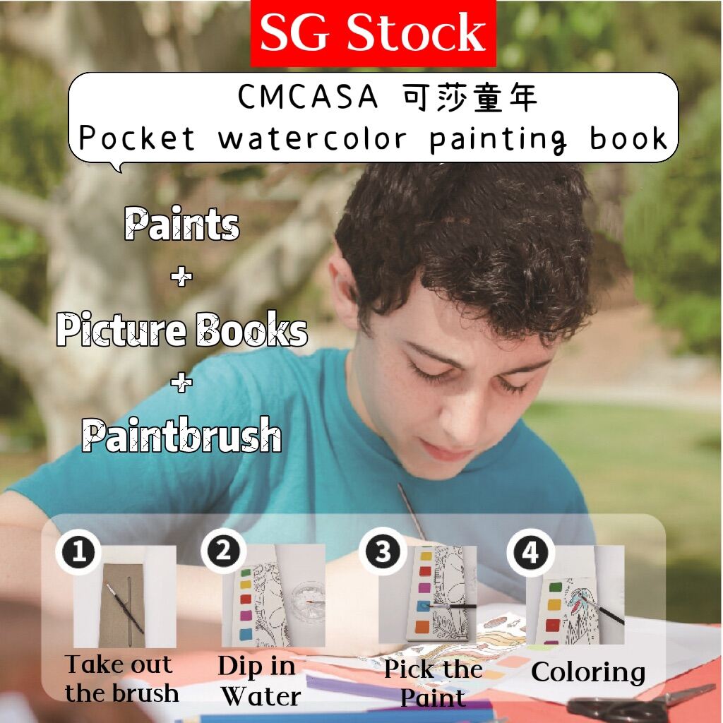 6 Colors 20Sheet Solid Watercolor Coloring Book Paint Set Water Color  Pigment & Paint Brush Children