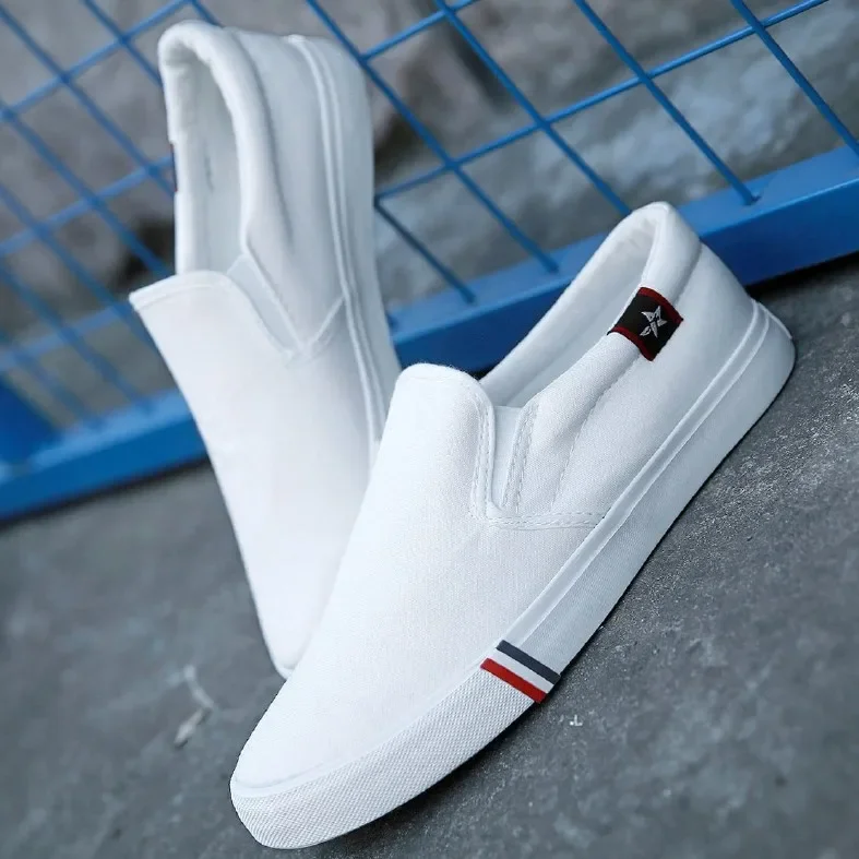 Summer White Lazy Canvas Shoes 2020 Korean Style Slip-on Cloth Shoes Men's Trendy Low-Top Casual Shoes Men's