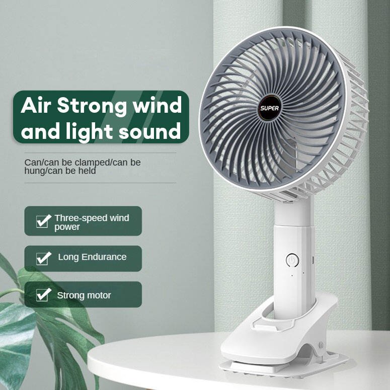 Quạt mini, quạt kẹp bàn super 3 tốc độ gió điều chỉnh tiện lợi sạc tích điện, sạc pin usb tiện dụng xoay 720 độ, hoạt động êm ái