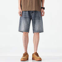 Hansca | Retro Washed Denim Shorts Mens Loose Fit