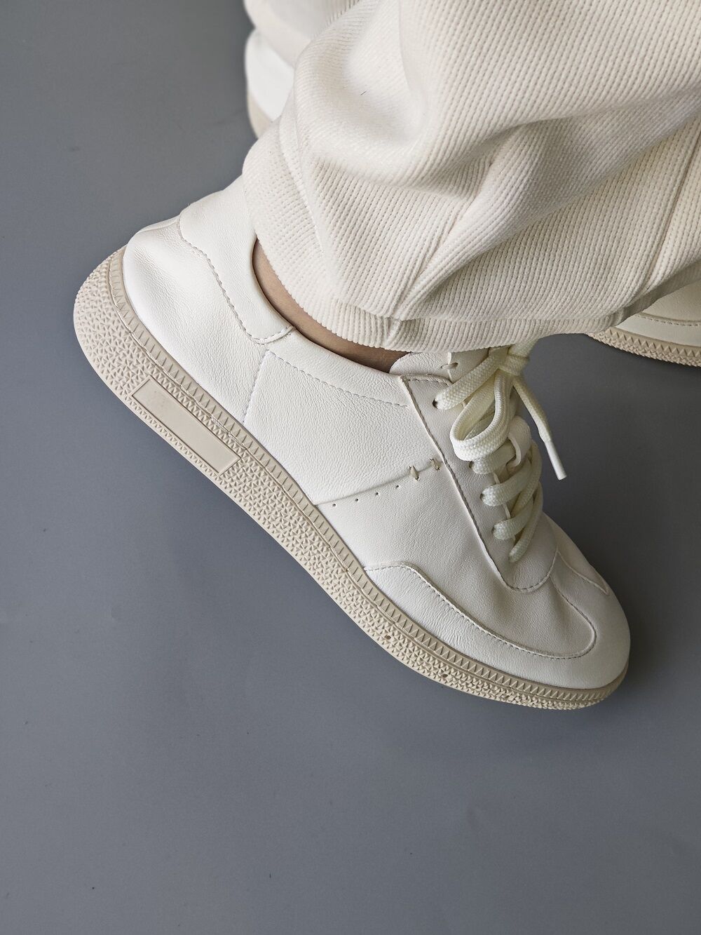 Amu Home Tannery Leather Sneakers Women's Casual Shoes round Toe Low Heel Deep Mouth Flat Bottom Stitched Together · v12
