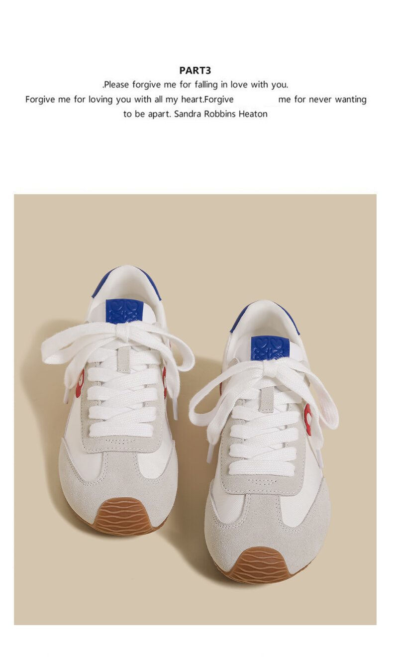 White Sporty Flat Bottom De Xin Women's Shoes Spring Autumn New Style Color Block Retro Dad Casual All-Match Running Shoes · v7