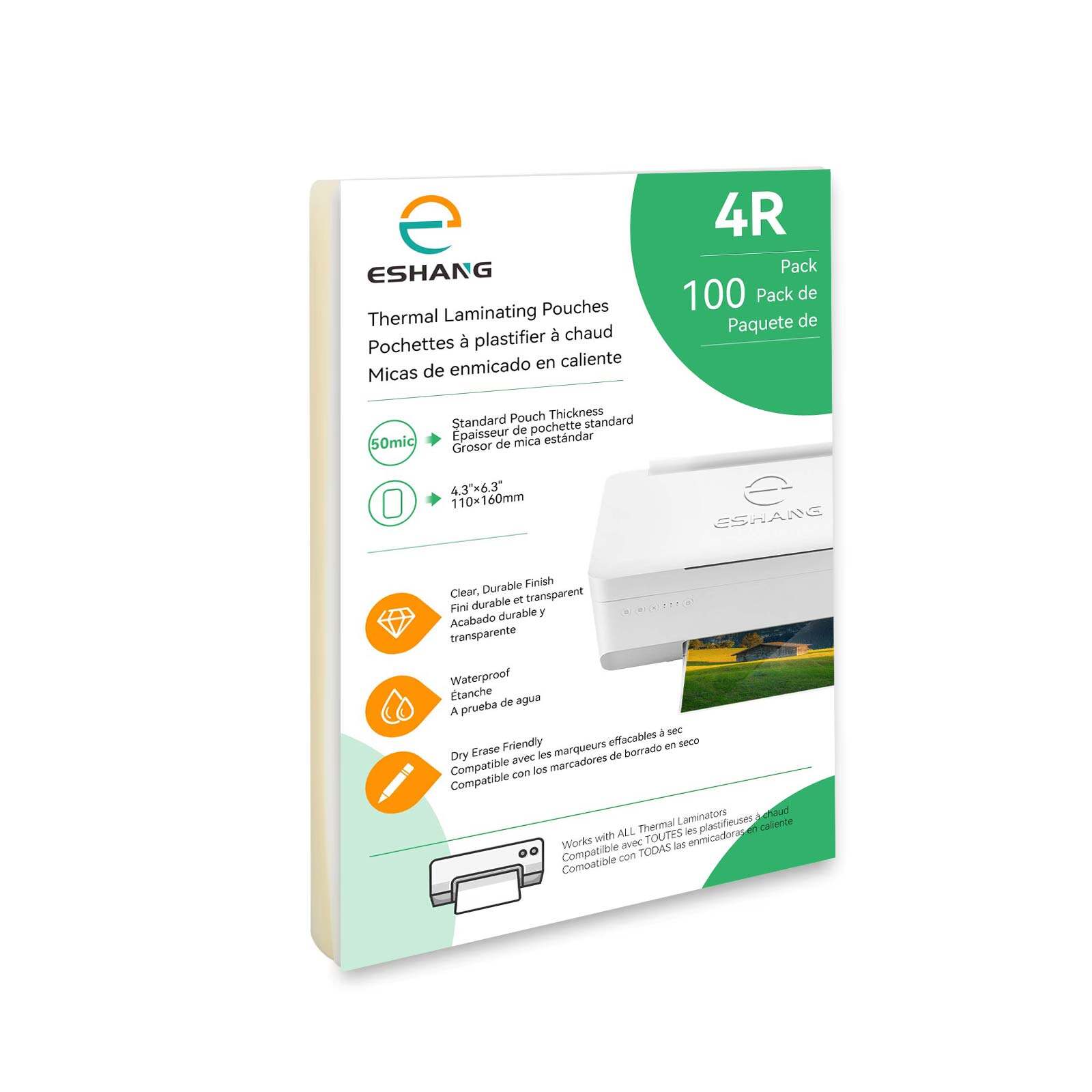 100-Pack Thermal Laminating Pouches - Multi-Size (2R to A4/A3) with Rounded Corners - Compatible with All Thermal Laminators